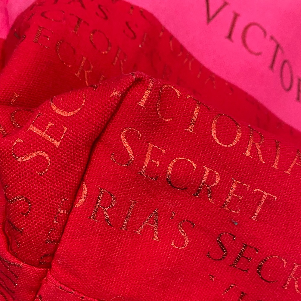Victoria's Secret Vibrant Pink and Red Canvas Tote Metallic Beach Summer Travel - Picture 8 of 16